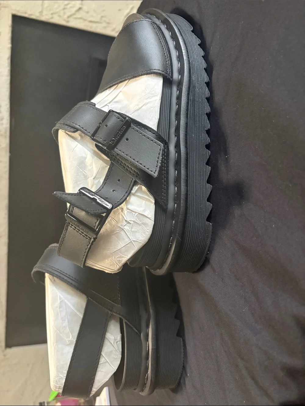 Dr. Martens Black Chunky Platform Buckle Sandals